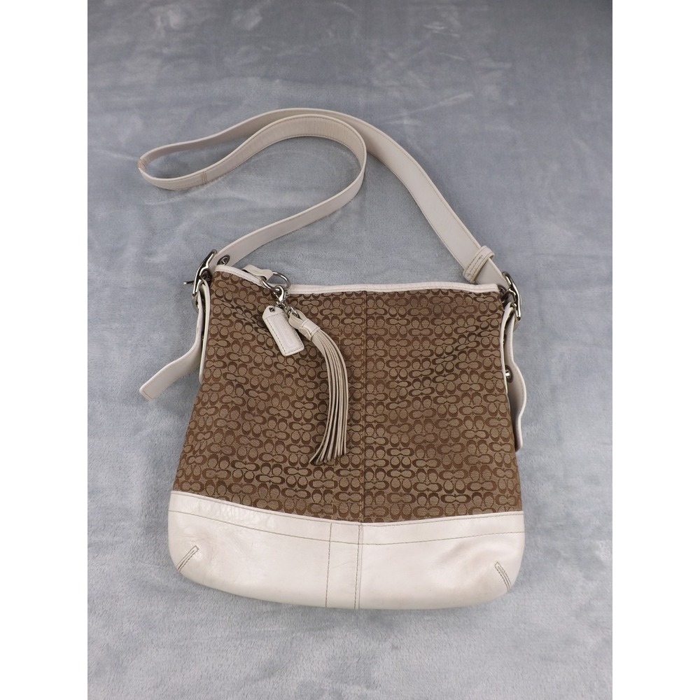 Coach‎ Signature Leather Canvas Crossbody Bag Vintage Brown/Cream J0685-F10417